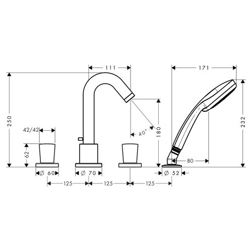 HANSGROHE LOGIS ZA KADU ČETIRI RUPE  71314000 2