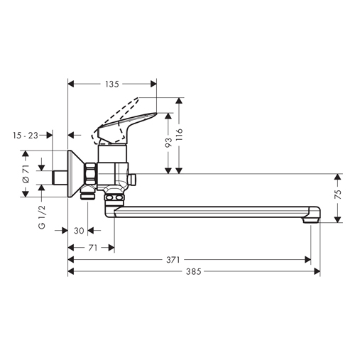 HANSGROHE LOGIS ZA KADU DUGAČKI IZLIV  71402000 2