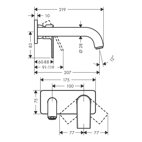 HANSGROHE VERNIS SHAPE ZA LAVABO UGRADNA CRNA MAT  71578670 2