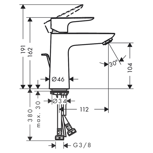 HANSGROHE TALIS E ZA LAVABO 110 SA NADSKLOPOM CRNA MAT  71710670 2