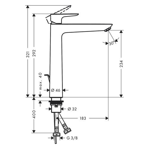 HANSGROHE TALIS E ZA LAVABO 240 SA NADSKLOPOM BRONZA ČETKANA  71716140 2