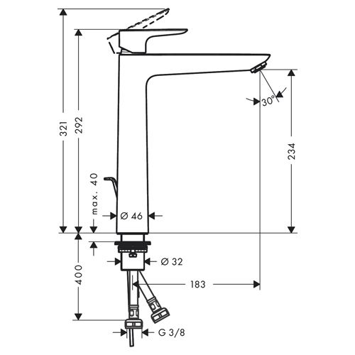 HANSGROHE TALIS E ZA LAVABO 240 SA NADSKLOPOM ZLATNA OPTIC POLIRANA  71716990 2