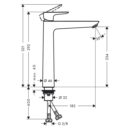 HANSGROHE TALIS E ZA LAVABO 240 BEZ NADSKLOPA BRONZA ČETKANA  71717140 2