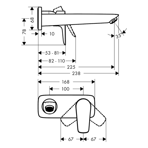 HANSGROHE TALIS E ZA LAVABO UGRADNA CRNA HROM ČETKANA  71734340 2