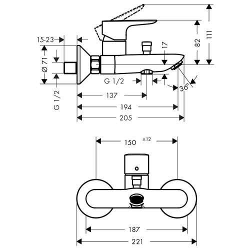 HANSGROHE TALIS E ZA KADU CRNA MAT  71740670 2