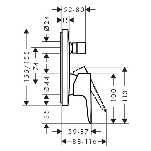 HANSGROHE TALIS E UGRADNA SA PREBACIVAČEM CRNA MAT  71745670 2