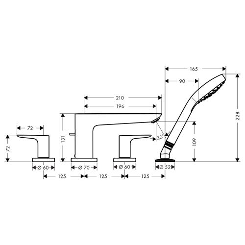 HANSGROHE TALIS E ZA KADU 4 RUPE BRONZA ČETKANA  71748140 2