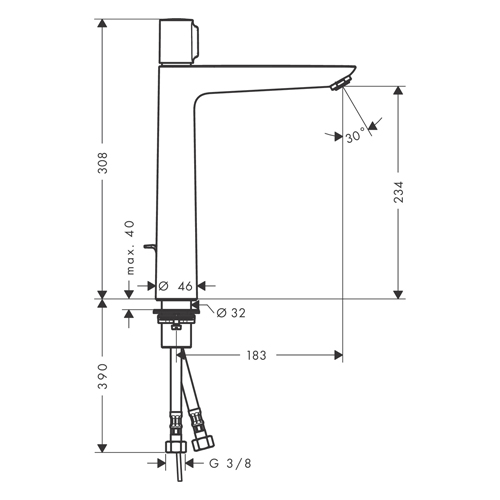 HANSGROHE TALIS SELECT E ZA LAVABO 240 SA NADSKLOPOM  71752000 2