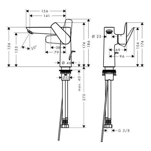 HANSGROHE TALIS E ZA LAVABO 150 SA NADSKLOPOM  71754000 2