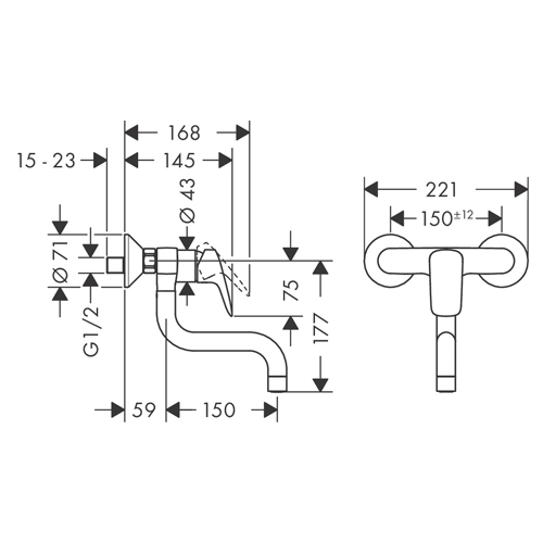 HANSGROHE LOGIS M31 ZA SUDOPERU ZIDNA 1JET  71836000 2