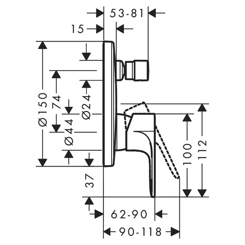 HANSGROHE REBRIS S UGRADNA SA PREBACIVAČEM CRNA MAT  72466670 2