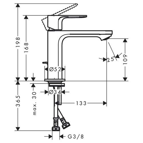 HANSGROHE REBRIS S ZA LAVABO 110 COLLSTART SA METALNIM NADSKLOPOM  72527000 2