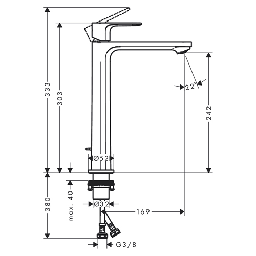 HANSGROHE REBRIS S ZA LAVABO 240 COLLSTART SA NADSKLOPOM  72580000 2