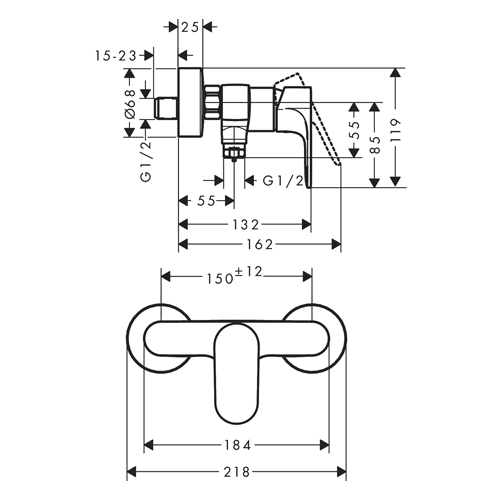 HANSGROHE REBRIS S ZA TUŠ KADU CRNA MAT  72640670 2