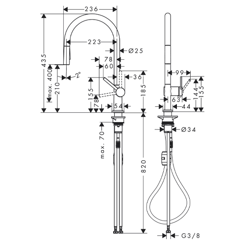 HANSGROHE TALIS M54 ZA SUDOPERU 210 2JET CRNA MAT  72800670 2