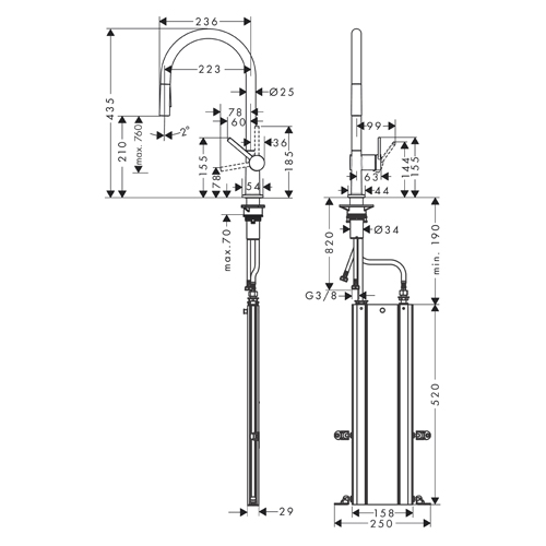 HANSGROHE TALIS M54 ZA SUDOPERU 210 FRIZERSKA 2JET SBOX  72801000 2