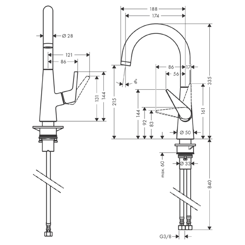 HANSGROHE TALIS M51 ZA SUDOPERU 220 1JET  72814000 2