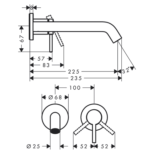 HANSGROHE TECTURIS S ZA LAVABO UGRADNA 225mm BRONZA ČETKANA  73351140 2