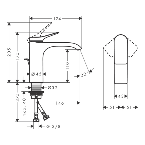 HANSGROHE VIVENIS ZA LAVABO 110 SA NADSKLOPOM CRNA MAT  75020670 2