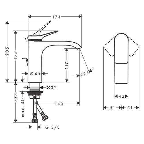 HANSGROHE VIVENIS ZA LAVABO 110 SA NADSKLOPOM BELA MAT  75020700 2