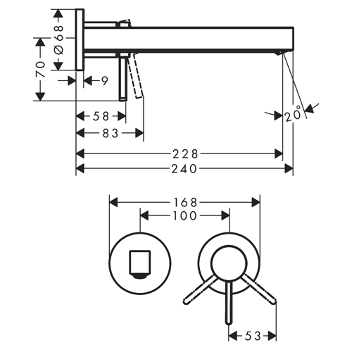 HANSGROHE FINORIS ZA LAVABO UGRADNA CRNA MAT  76050670 2