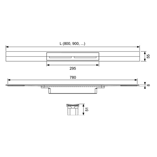 TECE DRAINPROFILE CRNA MAT  800 KANALICA  670821 3