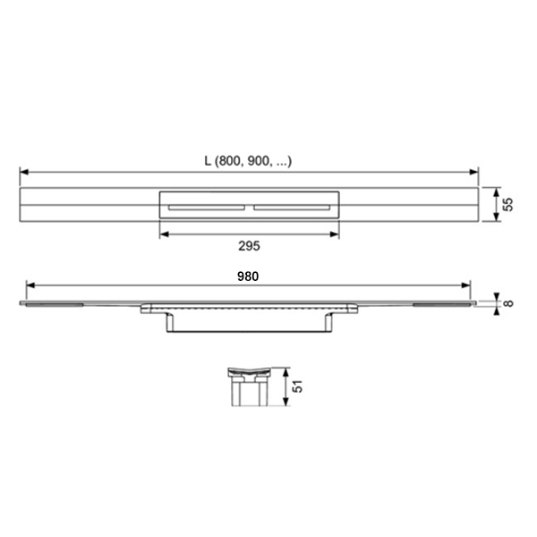 TECE DRAINPROFILE CRNA MAT 1000 KANALICA  671021 3