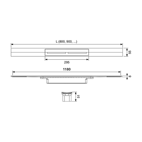 TECE DRAINPROFILE CRNA HROM ČETKANA 1200 KANALICA  671201 3