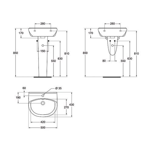 VIDIMA ULYSEE LAVABO 500  W409401 2