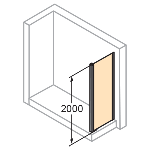 HUPPE X1 BLACK FIKSNI DEO (BOČNI PANEL) Made To Measure antiplaque glass h-200  140580.023.322 3
