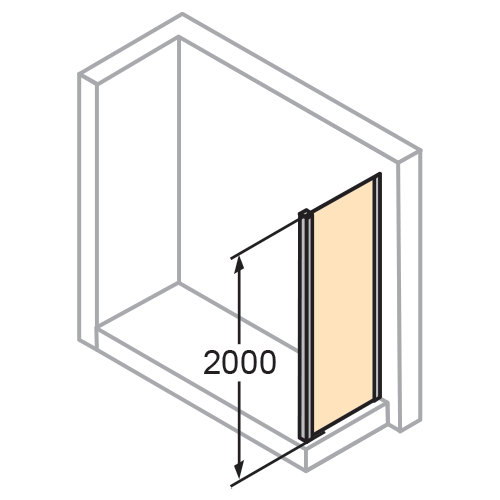 HUPPE X1 BLACK FIKSNI DEO (BOČNI PANEL)  70 cm antiplaque glass h-200  140508.023.322 3