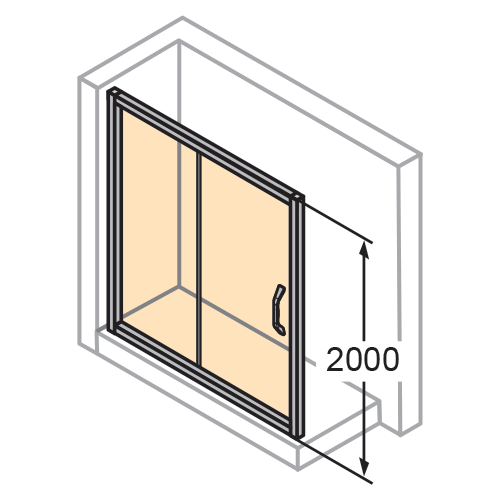 HUPPE X1 BLACK TUŠ VRATA KLIZNA 170 cm antiplaque glass h-200  140414.023.322 5