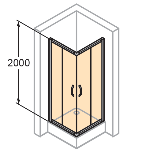 HUPPE X1 BLACK TUŠ KABINA  90 X 90 antiplaque glass h-200  140107.023.322 5