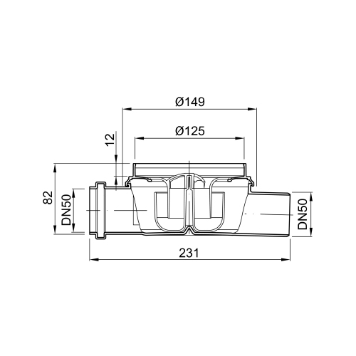 ACO EASYFLOW PROTOČNOG SLIVNIKA DN50 H=82mm  2505.00.15 2