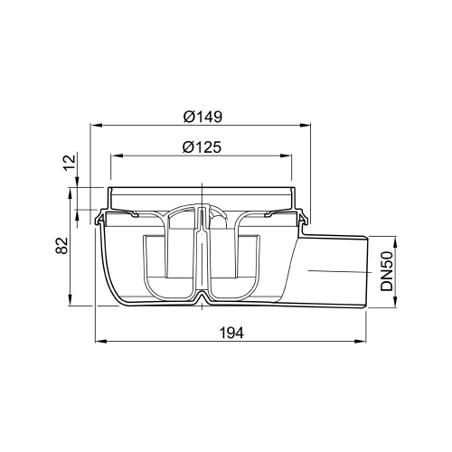 ACO EASYFLOW TELO SLIVNIKA DN50 H=82mm  2505.05.15 2