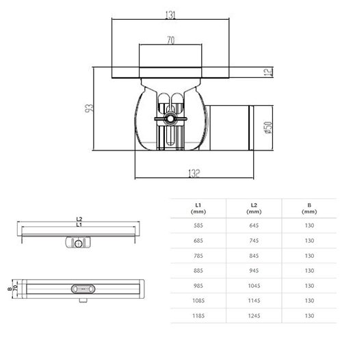 ACO SHOWER DRAIN C KANAL SA QUADRATO REŠETKOM  685 mm X 93mm 9010.88.01 + 9010.88.68 4