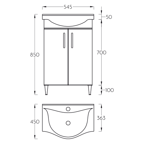 PINO ART 55 LAVABO SA ORMARIĆEM  0361 4