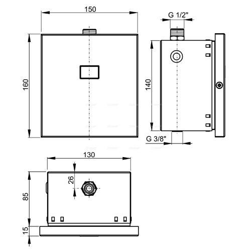 ALCA PLAST SET MONTAŽNI ELEMENT ZA PISOAR + SENZOR 6V + PISOAR CERSANIT APOLO 4