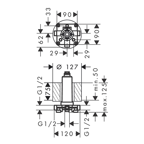 AXOR SHOWER SOLUTIONS BASIC SET UGRADNI SA PLAFONSKIM KONEKTOROM  26434180 2