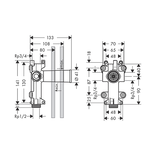 AXOR SHOWER SOLUTIONS BASIC SET UGRADNI MEŠAČ 120/120  28486180 2