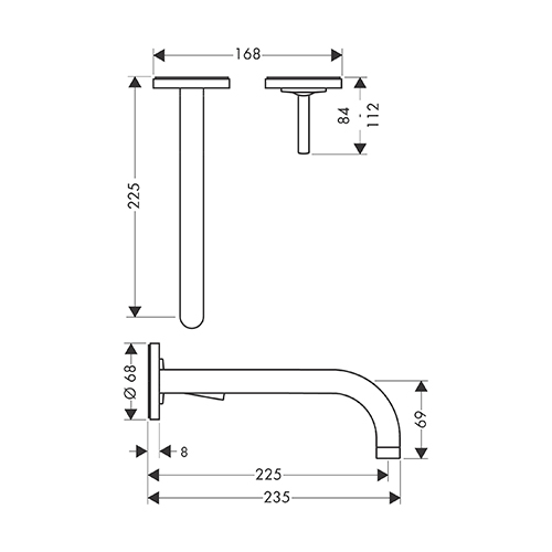 AXOR UNO UGRADNA ZA LAVABO SA IZLIVOM 225mm  38116000 4