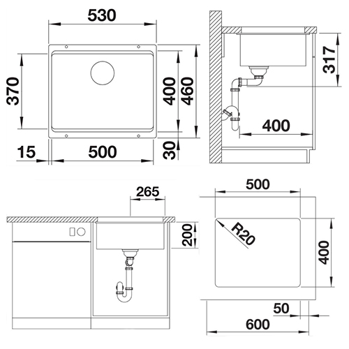 SUDOPERA BLANCO ETAGON 500-U SILGRANIT VULKAN SIVA  527258 5