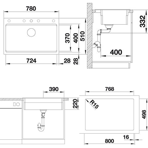 SUDOPERA BLANCO ETAGON 8 SILGRANIT CRNA  525892 5