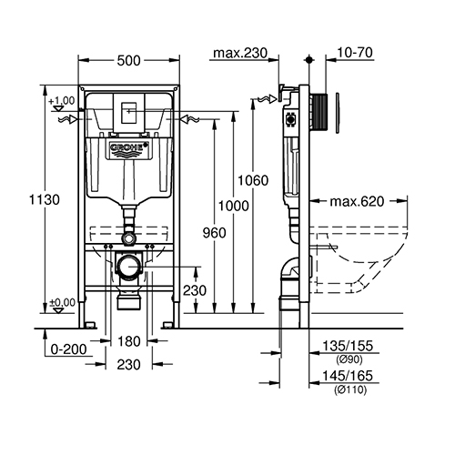 GROHE  RAPID SL UGRADNI VODOKOTLIĆ + TIPKA HROM VISOK SJAJ 38772001 2