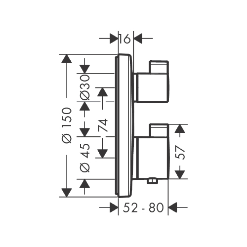 HANSGROHE ECOSTAT S MEŠAČ TERMOSTATSKI SA 2 FUNKCIJE CRNA MAT  15758670 2