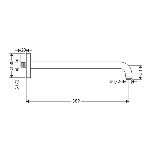 HANSGROHE IZLIV TUŠ RUŽE 389 mm CRNA MAT  27413670 2