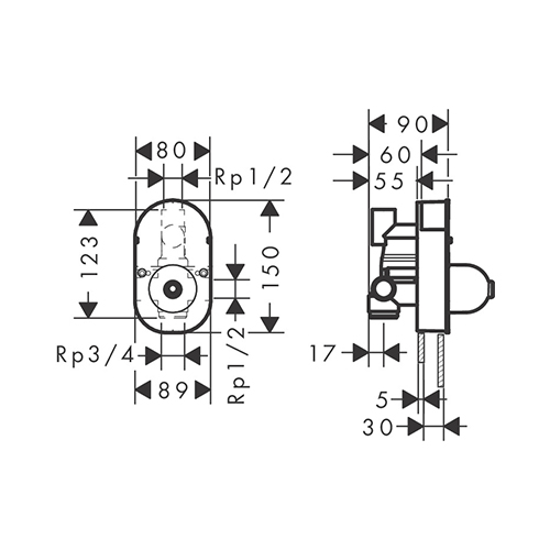 HANSGROHE MY CUBE UGRADNА SA PREBACIVAČEM KOMPLET  71245000 5