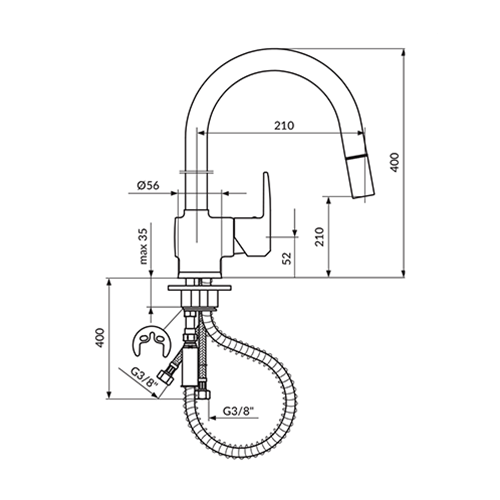 ROSAN CUBO ZA SUDOPERU IZVLAČNI PERLATOR 3 CEVI  JC38603 2