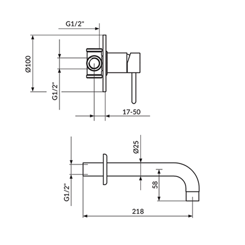 ROSAN DARK UZIDNA BATERIJA ZA LAVABO SA IZLIVOM 220MM  JD31401 2