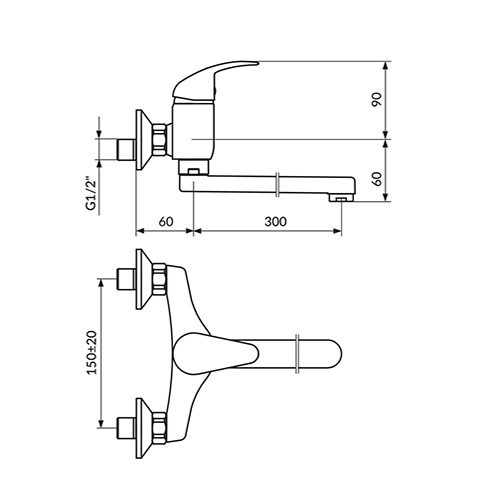 ROSAN PERLA ZA SUDOPERU ZIDNA 300MM  JP321030 2